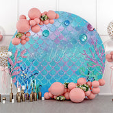Lofaris Colorful Pearl Coral Fish Scales Girl Round Backdrop