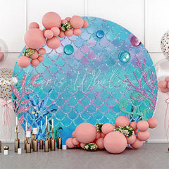 Lofaris Colorful Pearl Coral Fish Scales Girl Round Backdrop