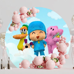 Colorful Pocoyo Kids Party Round Backdrop For Lively Celebration