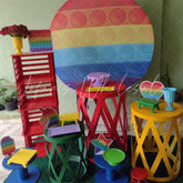 Lofaris Colorful Pop It Round Birthday Party Decoration Backdorp