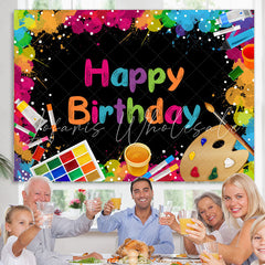 Lofaris Colorful Printed Graffiti Black Backdrop For Birthday