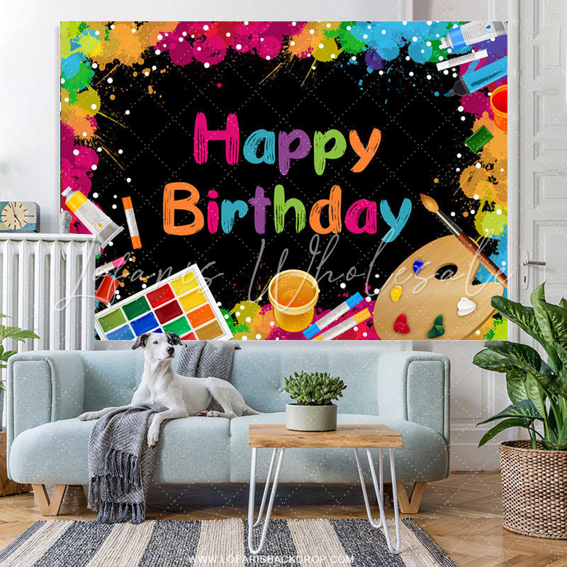 Lofaris Colorful Printed Graffiti Black Backdrop For Birthday