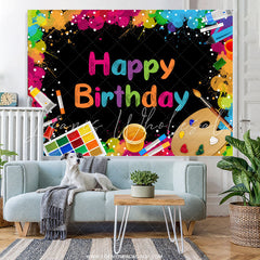 Lofaris Colorful Printed Graffiti Black Backdrop For Birthday