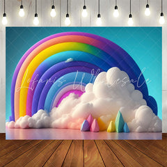 Lofaris Colorful Rainbow Cloud Balloons Birthday Backdrop