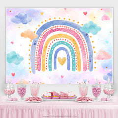 Lofaris Colorful Rainbow Clouds Girls Birthday Party Backdrop