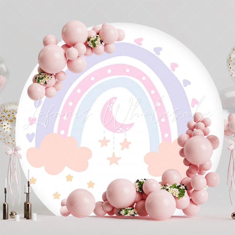 Colorful Rainbow Fantasy Round Backdrop For Party Celebrations