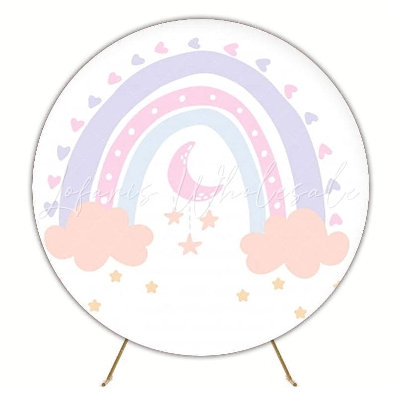 Colorful Rainbow Fantasy Round Backdrop For Party Celebrations