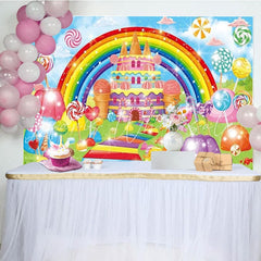 Colorful Rainbow Sweet Candyland Party Decorations Backdrop For Kids