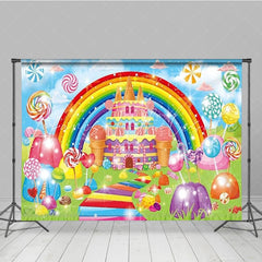 Colorful Rainbow Sweet Candyland Party Decorations Backdrop For Kids
