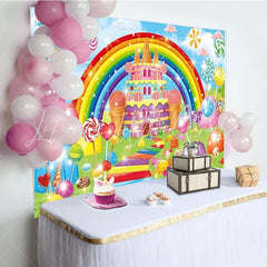 Colorful Rainbow Sweet Candyland Party Decorations Backdrop For Kids
