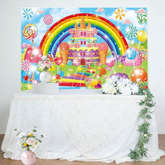Colorful Rainbow Sweet Candyland Party Decorations Backdrop For Kids
