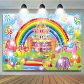 Colorful Rainbow Sweet Candyland Party Decorations Backdrop For Kids