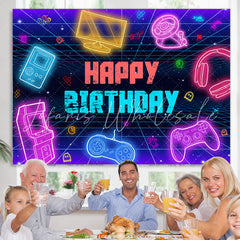 Lofaris Colorful Scifi Electronics Happy Birthday Backdrop