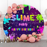 Lofaris Colorful Slime Party Round Happy Birthday Backdrop