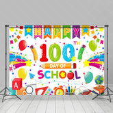 Lofaris Colorful Stationery 100th Day Of School Backdrop