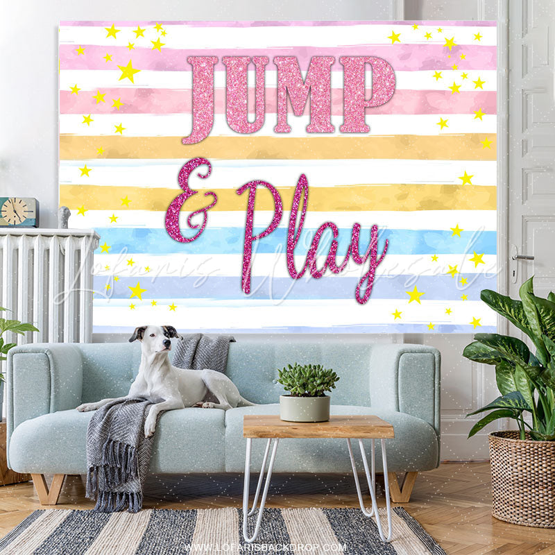 Lofaris Colorful Stripe Star Jump And Play Night Party Backdrop