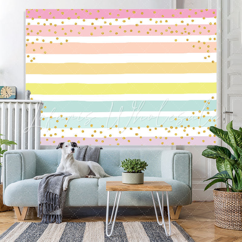 Lofaris Colorful Stripes And Glitter Dots Birthday Backdrop