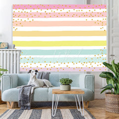 Lofaris Colorful Stripes And Glitter Dots Birthday Backdrop