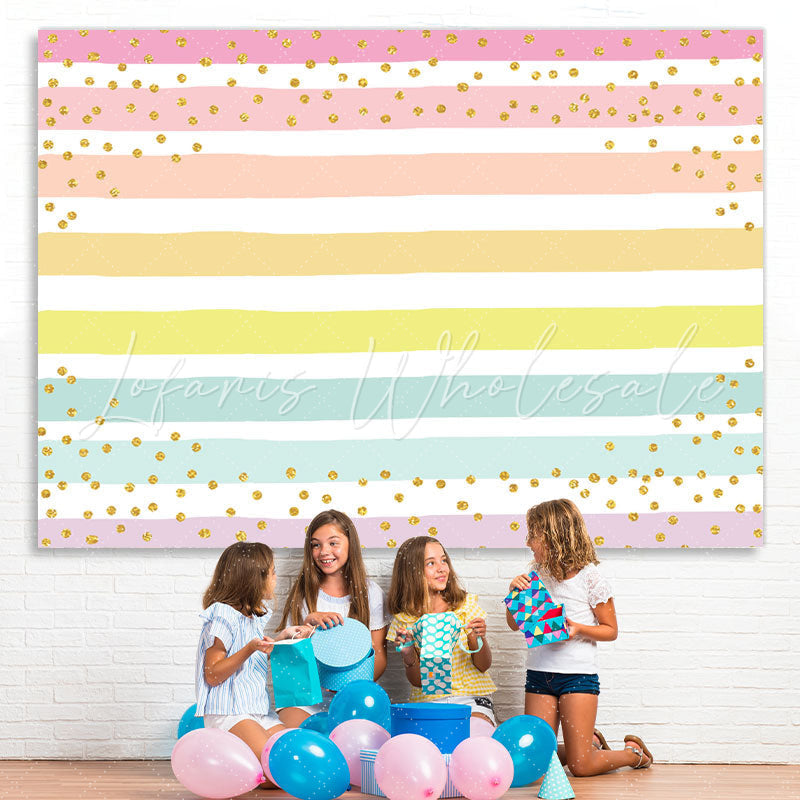 Lofaris Colorful Stripes And Glitter Dots Birthday Backdrop