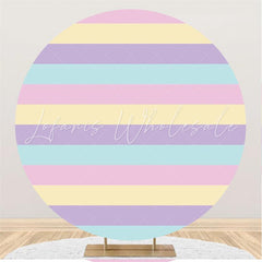 Lofaris Colorful Stripes Round Happy Birthday Backdrop For Girl