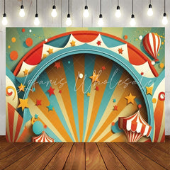 Lofaris Colorful Stripes Star Circus Happy Birthday Backdrop