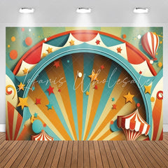 Lofaris Colorful Stripes Star Circus Happy Birthday Backdrop