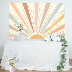 Lofaris Colorful Sunshine Lines Boho Birthday Party Backdrop