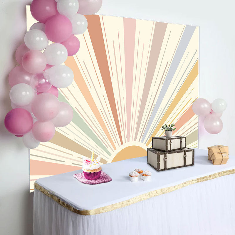 Lofaris Colorful Sunshine Lines Boho Birthday Party Backdrop
