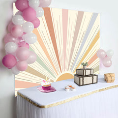 Lofaris Colorful Sunshine Lines Boho Birthday Party Backdrop