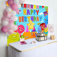 Colorful Super Simple Songs Birthday Party Backdrop For Kids