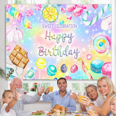 Lofaris Colorful Sweet Celebration Candy Birthday Backdrop
