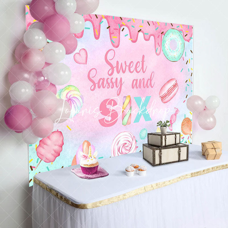 Lofaris Colorful Sweet Sassy Candy 6th Birthday Backdrop