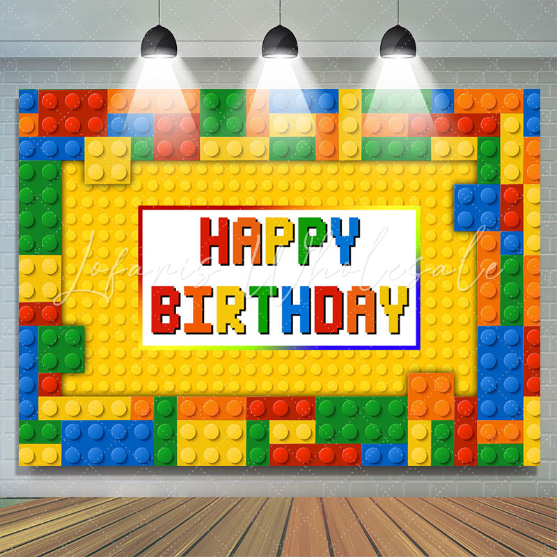Lofaris Colorful Toy Block Happy Birthday Backdrop For Party