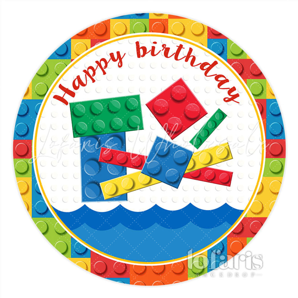 Lofaris Colorful Toy Blocks Above Sea Birthday Round Backdrop