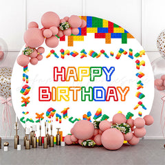 Lofaris Colorful Toy Bricks Round Birthday Backdrop For Boys