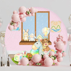 Colorful Toys Playful Round Backdrop For Fun Kids Party Theme
