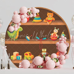 Colorful Toys Playful Round Backdrop For Kids Fun Party Theme
