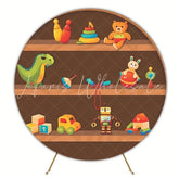 Colorful Toys Playful Round Backdrop For Kids Fun Party Theme