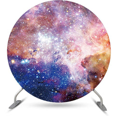 Lofaris Colorful Universe Sparkly Star Round Birthday Backdrop
