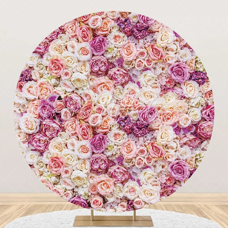 Lofaris Colors Floral Wall Romantic Round Wedding Backdrop