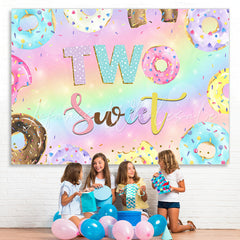 Lofaris Colour Donut Two Sweet Birthday Theme Backdrop For Girl