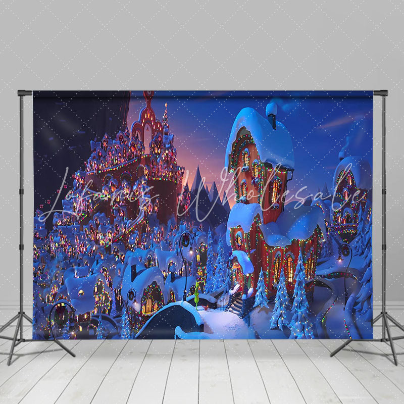 Lofaris Coloured Lantern Village Christmas Twon Backdrop