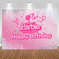 Come On Lets Go Party Glitter Pink Birthday Backdrop