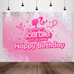 Lofaris Come On Lets Go Party Glitter Pink Birthday Backdrop