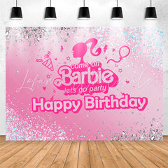 Lofaris Come On Lets Go Party Glitter Pink Birthday Backdrop