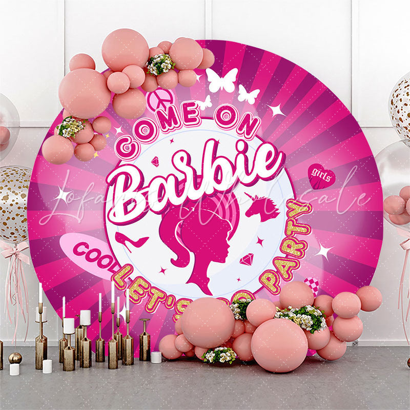 Lofaris Come On Lets Go Party Pink Round Backdrop For Girls