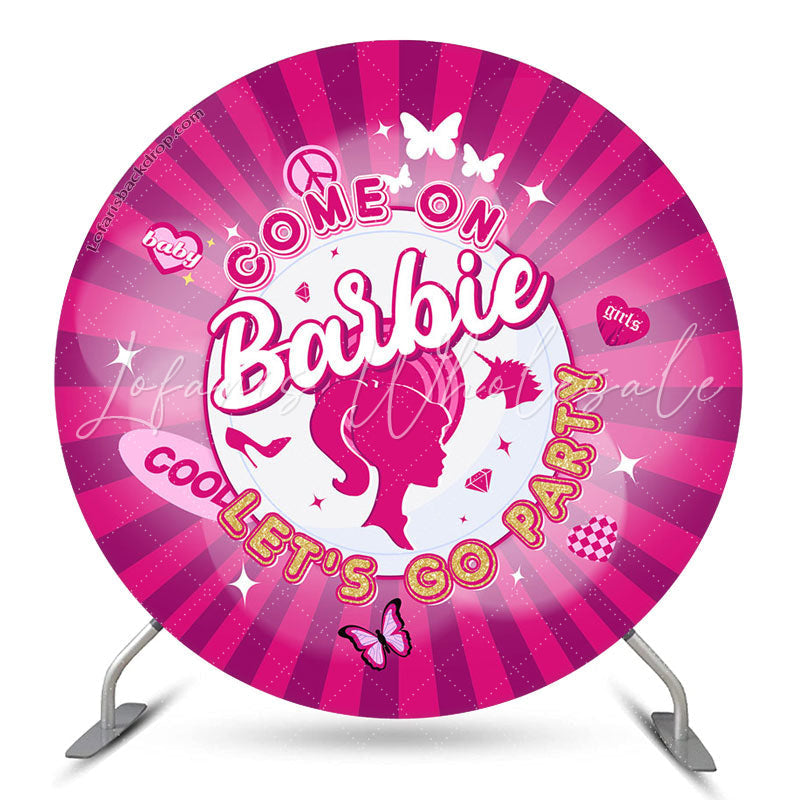 Lofaris Come On Lets Go Party Pink Round Backdrop For Girls