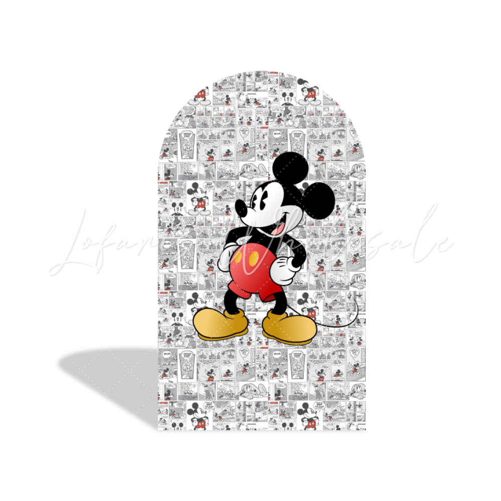 Comic Mickey Theme Cartoon Happy Birthday Party Arch Backdrop Wall Cloth Cover