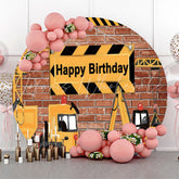Lofaris Construction Theme Circle Backdrop For Birthday Party