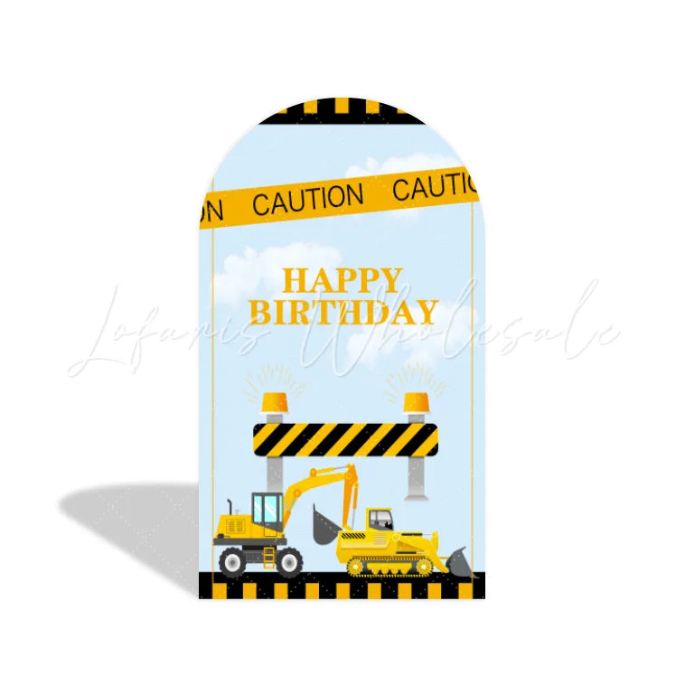 Construction Vehicles Theme Arch Backdrop Wall Cloth Cover For Birthday Baby Shower Party